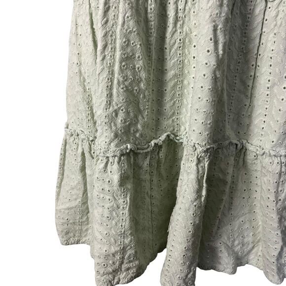 Sim & Sam Babydoll Pastel Green Eyelet Y2K Embroidered Cotton Dress Womens L - Picture 6 of 16